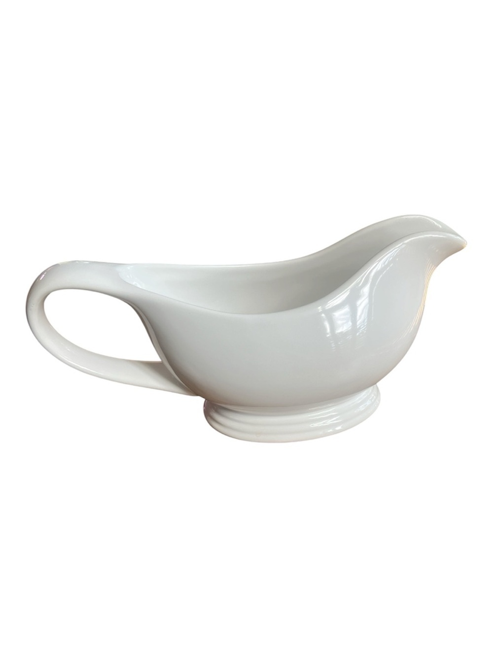 World Market White Ceramic Gravy Boat with Handle